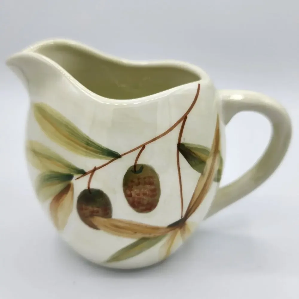 NEW Vintage 2005 Nicoise by Target Home Olive Leaves Ceramic Creamer Jar Pitcher